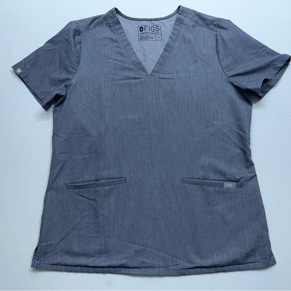 Figs Casma Scrub Top Womens Medium 3 Pocket Medical Nursing FW1100 Gray PO 1568